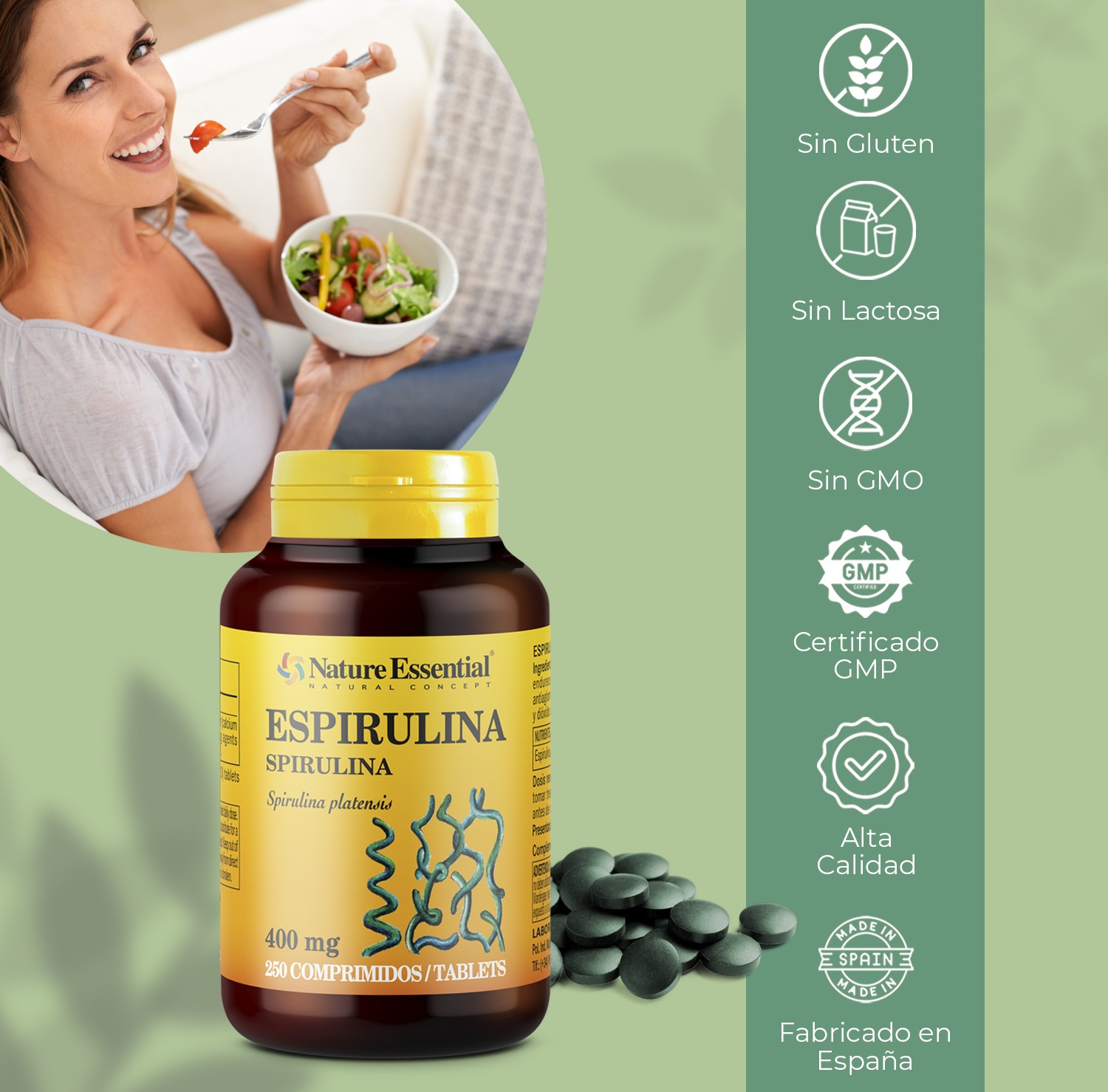 Espirulina 400 mg. 250 comprimidos - Imagen 5
