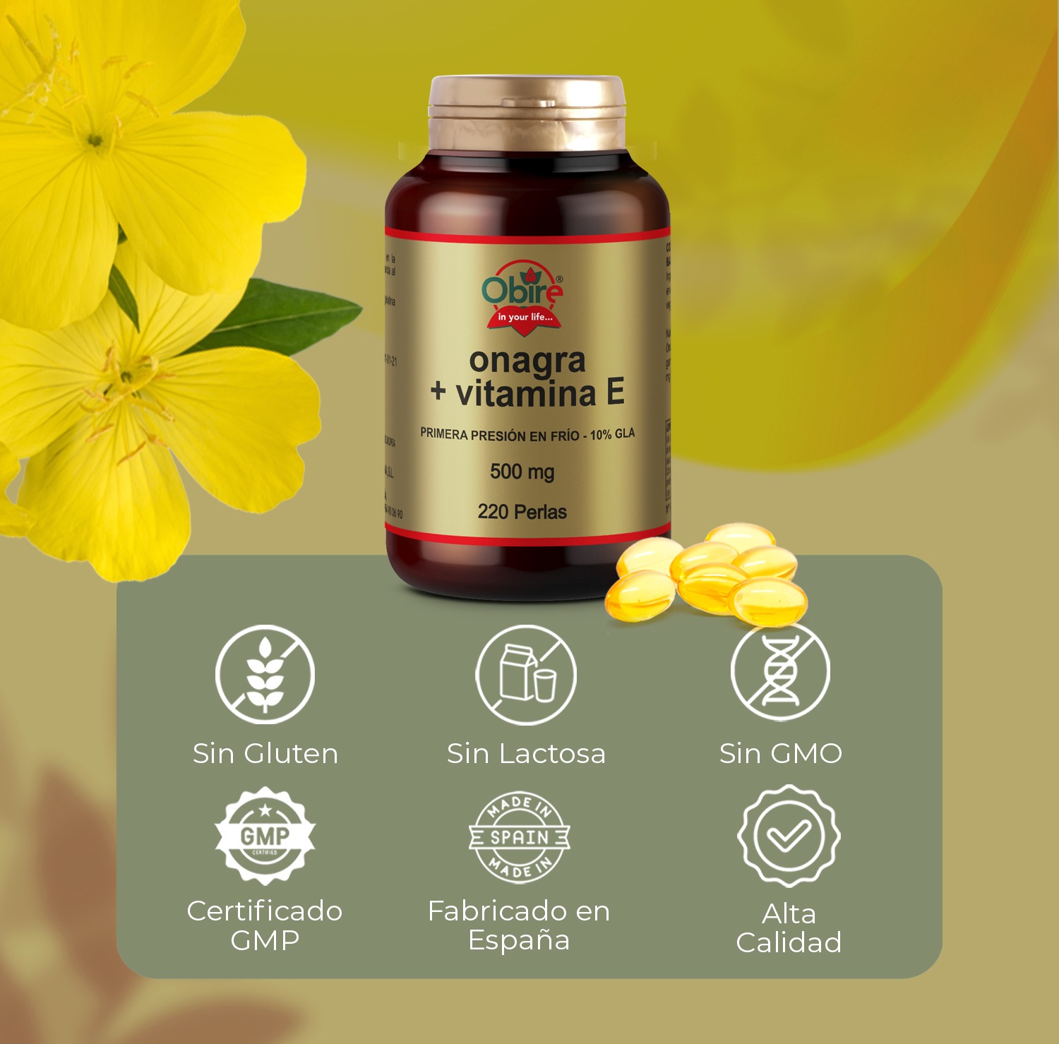 Aceite de onagra + Vit. E 500 mg. 220 perlas - Imagen 5