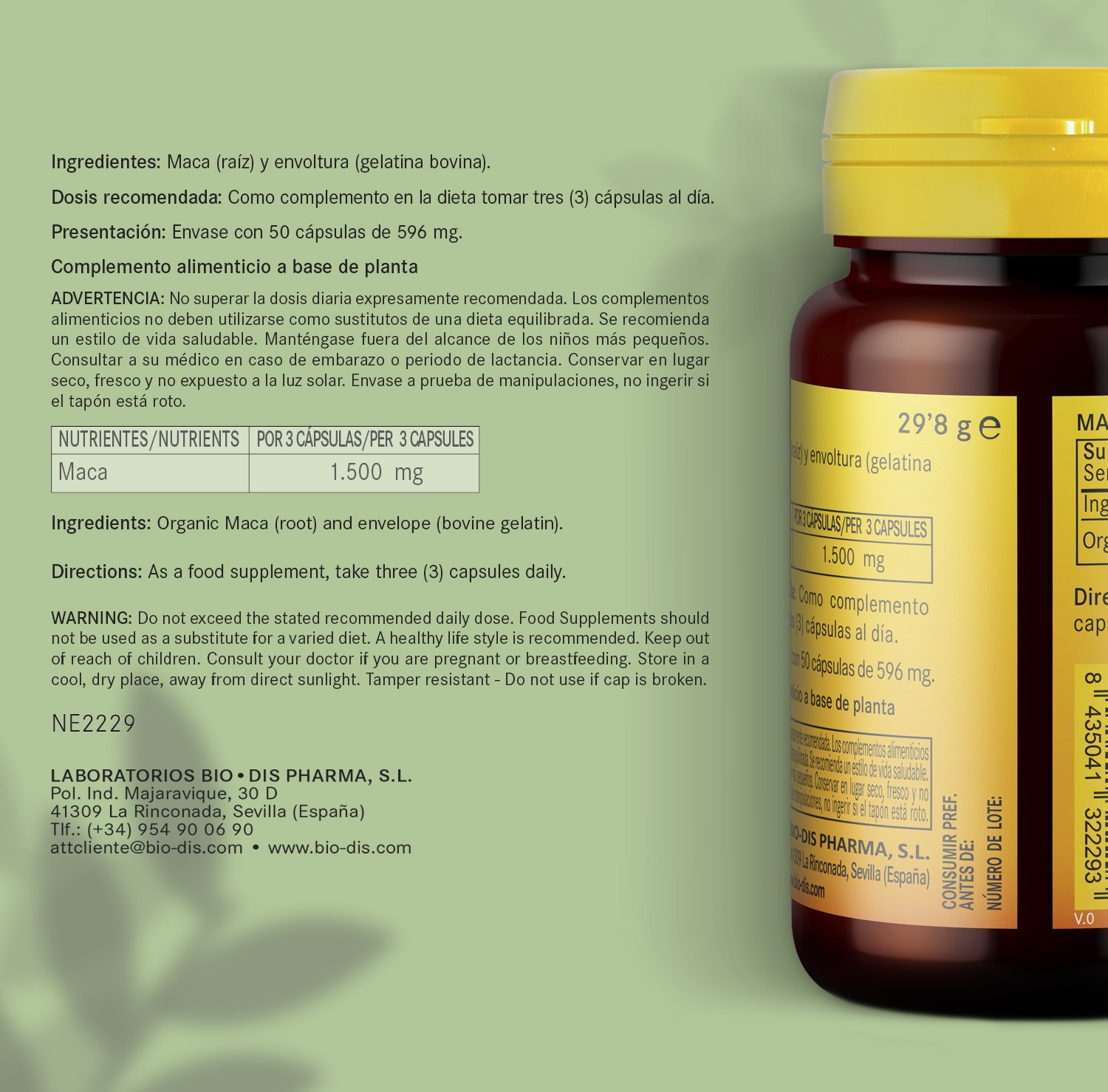 Maca 500 mg. 50 cápsulas - Imagen 6
