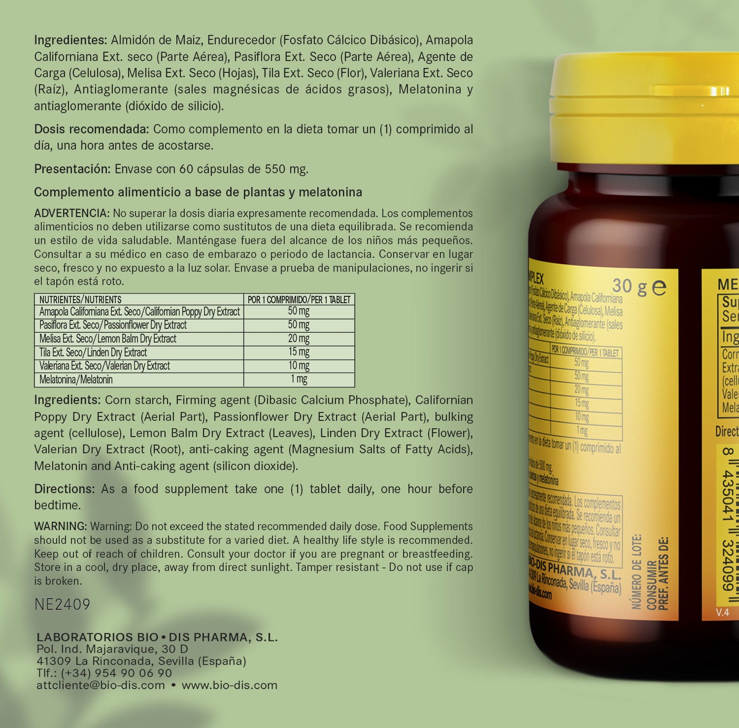 Melatonina 1 mg. (complex) 60 comprimidos - Imagen 6