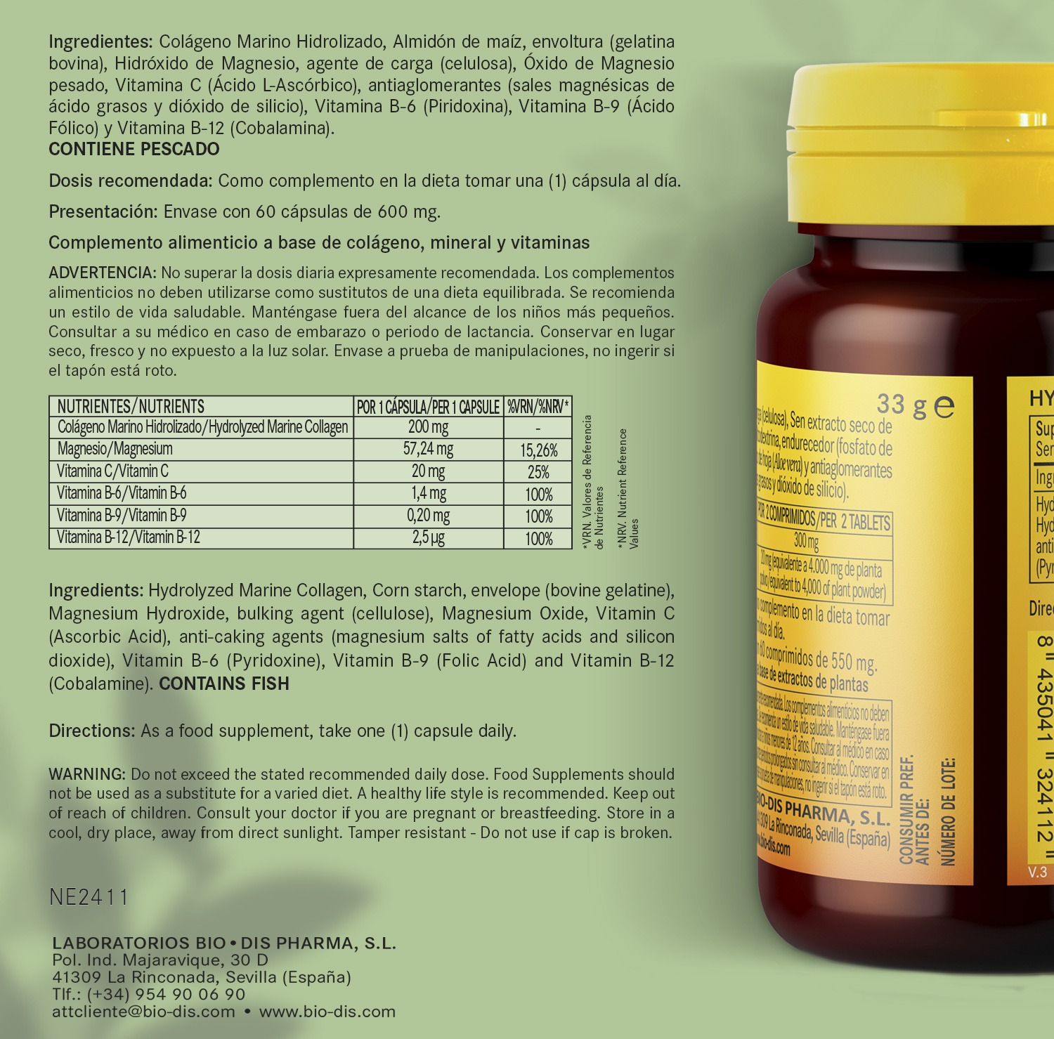 Colágeno marino + magnesio 600 mg. 60 cápsulas - Imagen 6