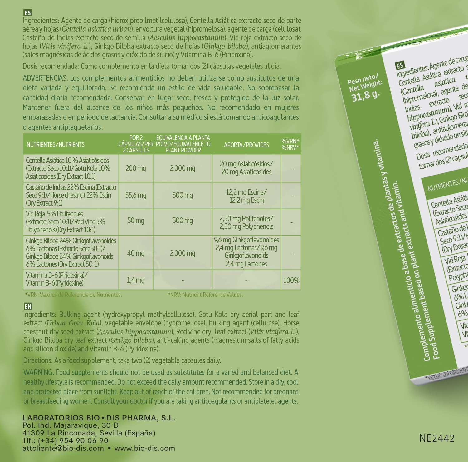 Centella asiática (complex) 2500 mg. 60 cápsulas vegetales - Imagen 5