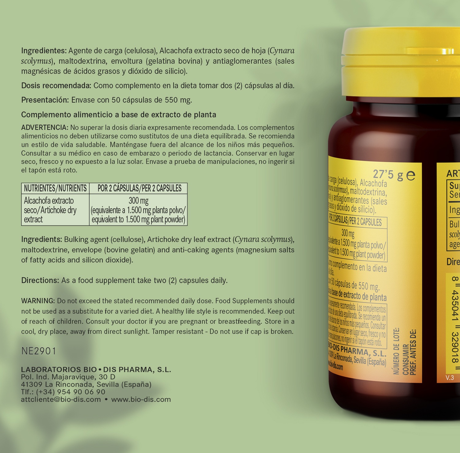 Alcachofa 150 mg. (Extracto seco) 50 cápsulas - Imagen 6