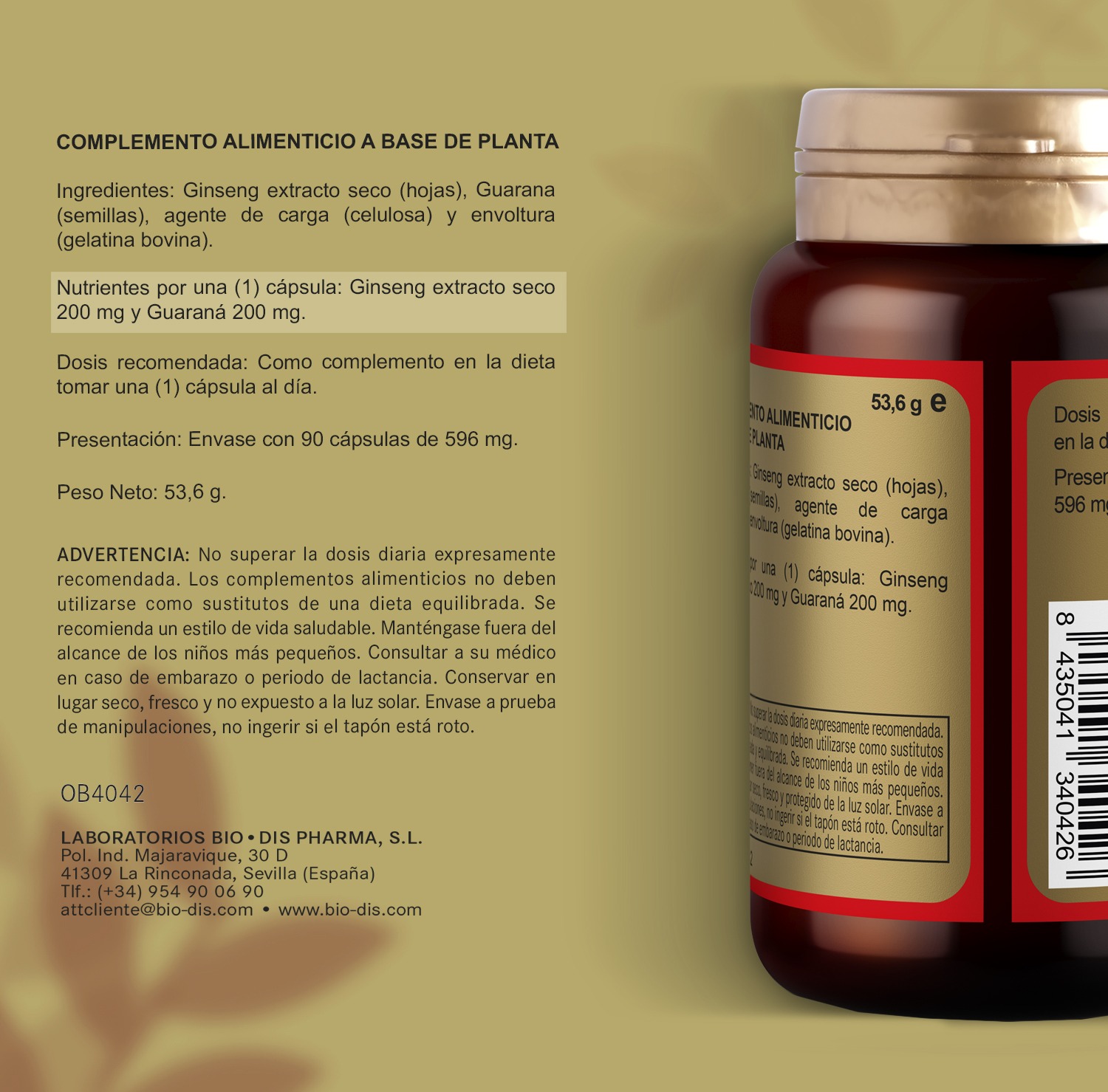Ginseng & guaraná 400 mg. 90 cápsulas - Imagen 6