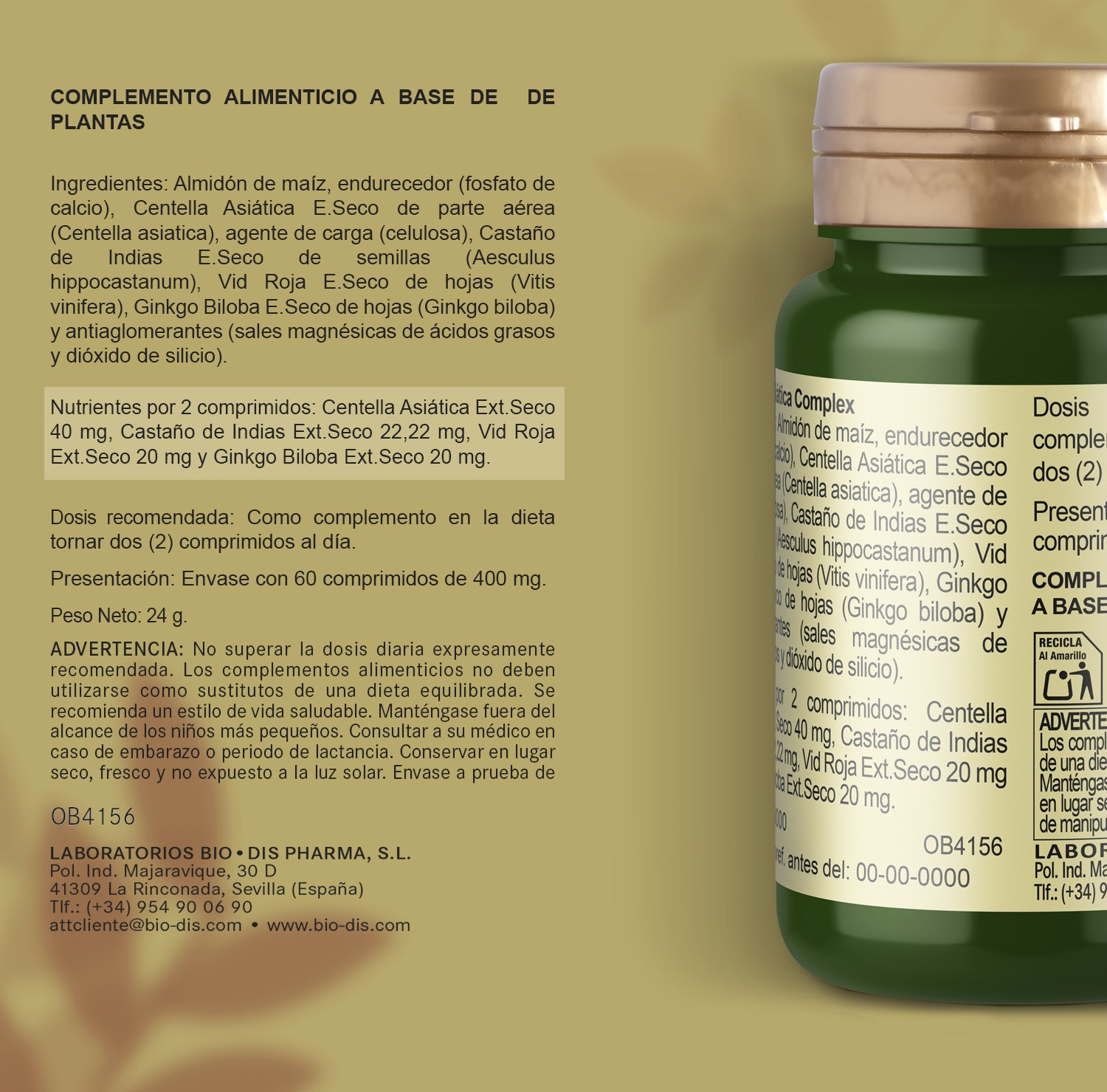 Centella asiatica (complex) 400 mg. (ext. seco) 60 comprimidos - Imagen 6