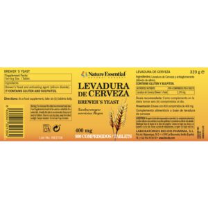 Levadura de cerveza 400 mg. 800 comprimidos - Imagen 2