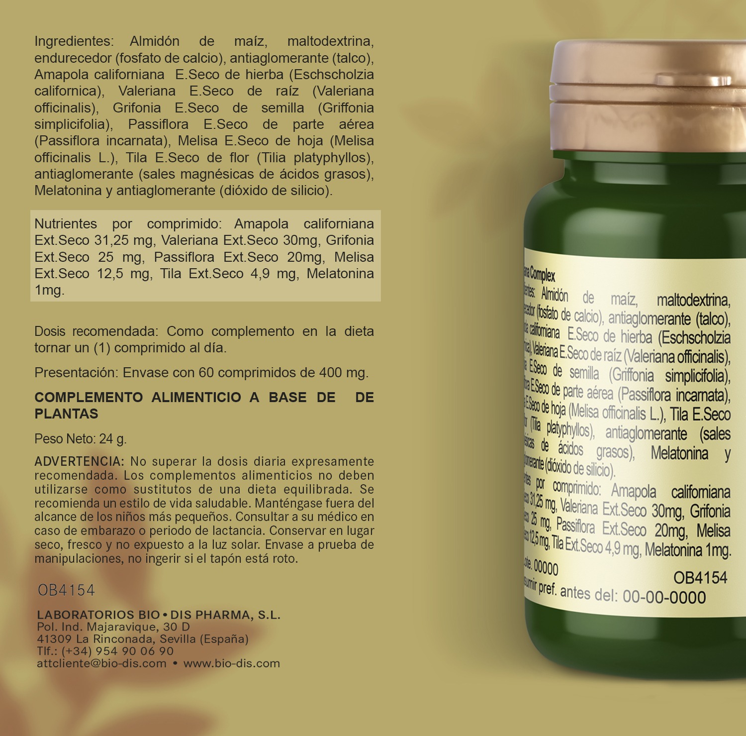 Valeriana (complex) 400 mg. (ext. seco) 60 comprimidos - Imagen 6