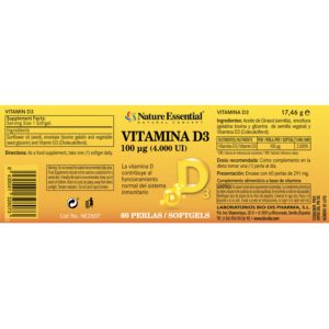 Vitamina D3 100 mcg. (4000 U.I) 60 perlas - Imagen 3